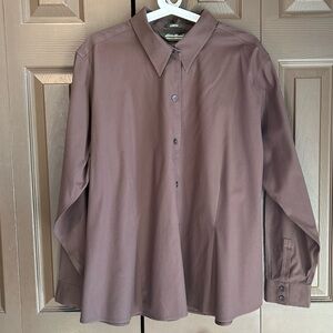 Eddie Bauer Women's Casual Brown Button-Down Shirt
